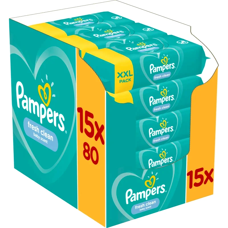 Pampers Pampers Fresh Clean υγρά μαντηλάκια καθαρισμού για παιδιά για ευαίσθητο δέρμα 15x80 τμχ
