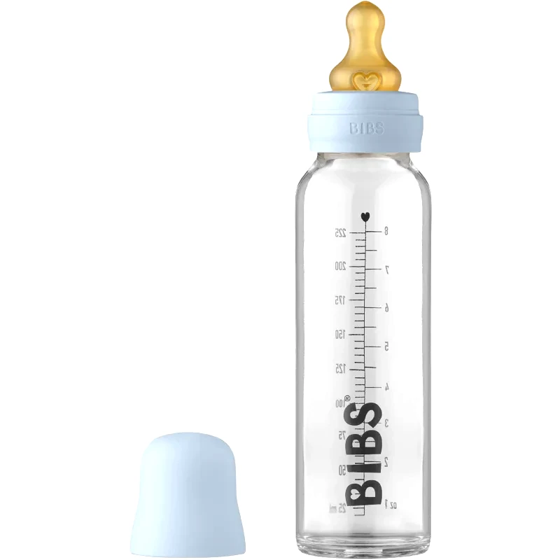 BIBS BIBS Baby Glass Bottle 225 ml μπιμπερό Baby Blue 225 ml