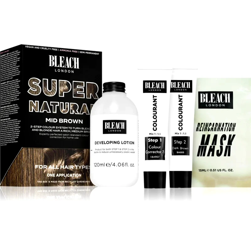 Bleach London Bleach London Super Natural Mid Brown προσωρινή βαφή μαλλιών απόχρωση Mid Brown 1 τμχ