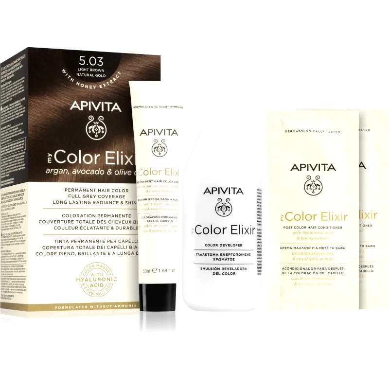 Apivita Apivita My Color Elixir βαφή μαλλιών χωρίς αμμωνία απόχρωση 5.03 Light Brown Natural Gold 1 τμχ