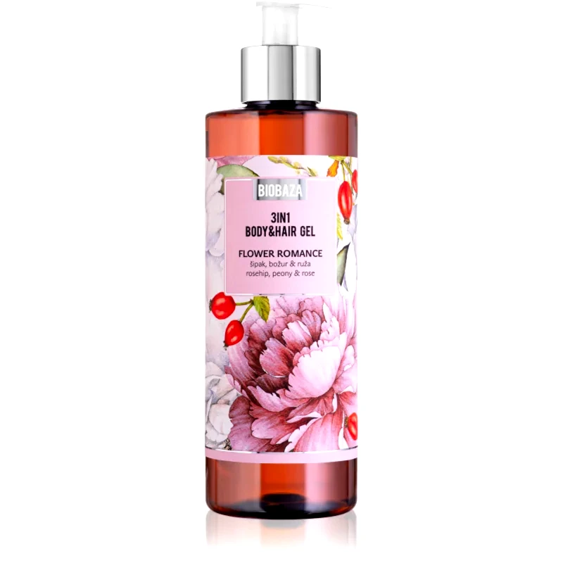 BIOBAZA BIOBAZA 3in1 Body&Hair Gel Flower Romance σαμπουάν, μαλακτικό και τζελ για ντους 3 σε 1 400 ml