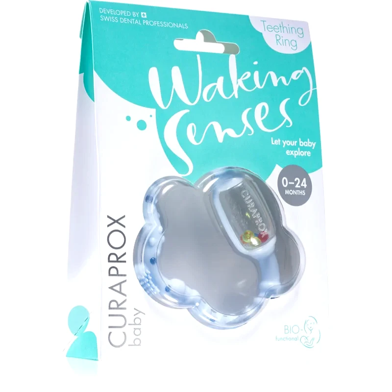 Curaprox Curaprox Baby Waking Senses δαχτυλίδι οδοντοφυϊας με βούρτσα μασάζ και κρόταλο 1 τμχ