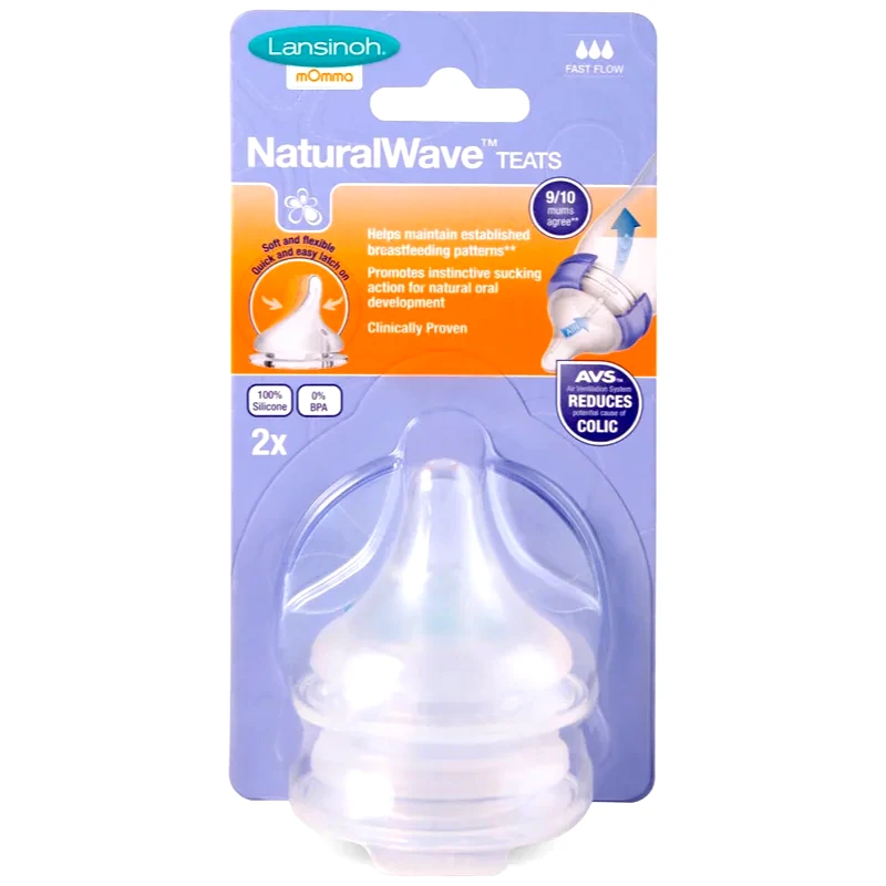 Lansinoh Lansinoh NaturalWave θηλή μπιμπερό Fast 2 τμχ