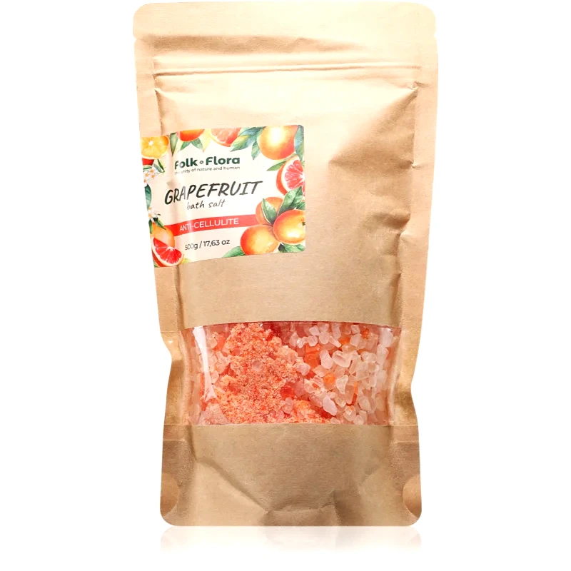 Folk & Flora Folk & Flora Grapefruit αλάτι λουτρού με καταπραϋντική δράση 500 γρ