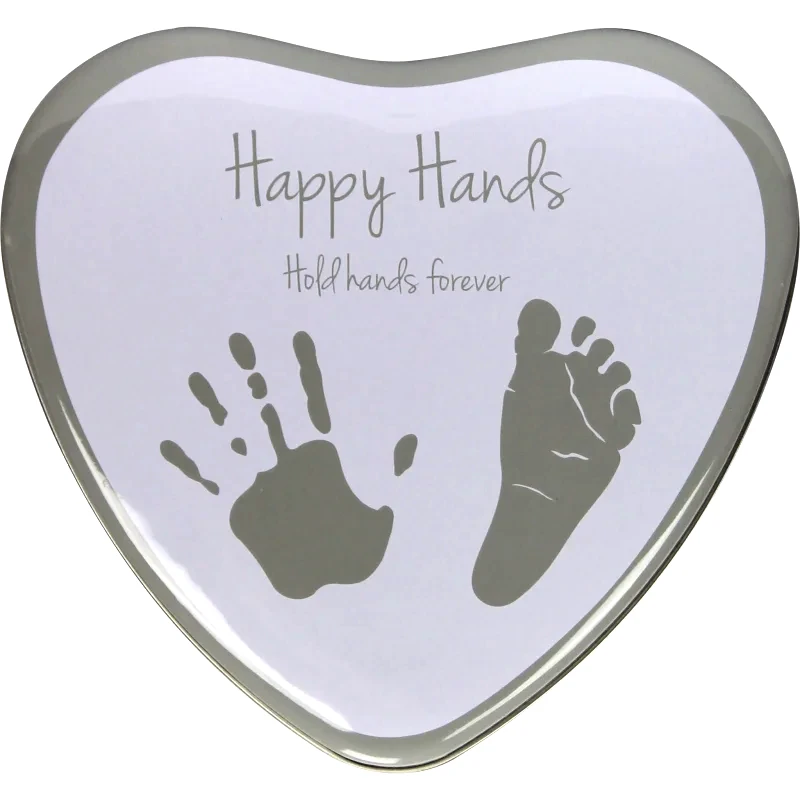 Happy Hands Happy Hands 2D Heart Silver/White σετ για το αποτύπωμα του μωρού 3 x 15 x 16,5 cm 1 τμχ