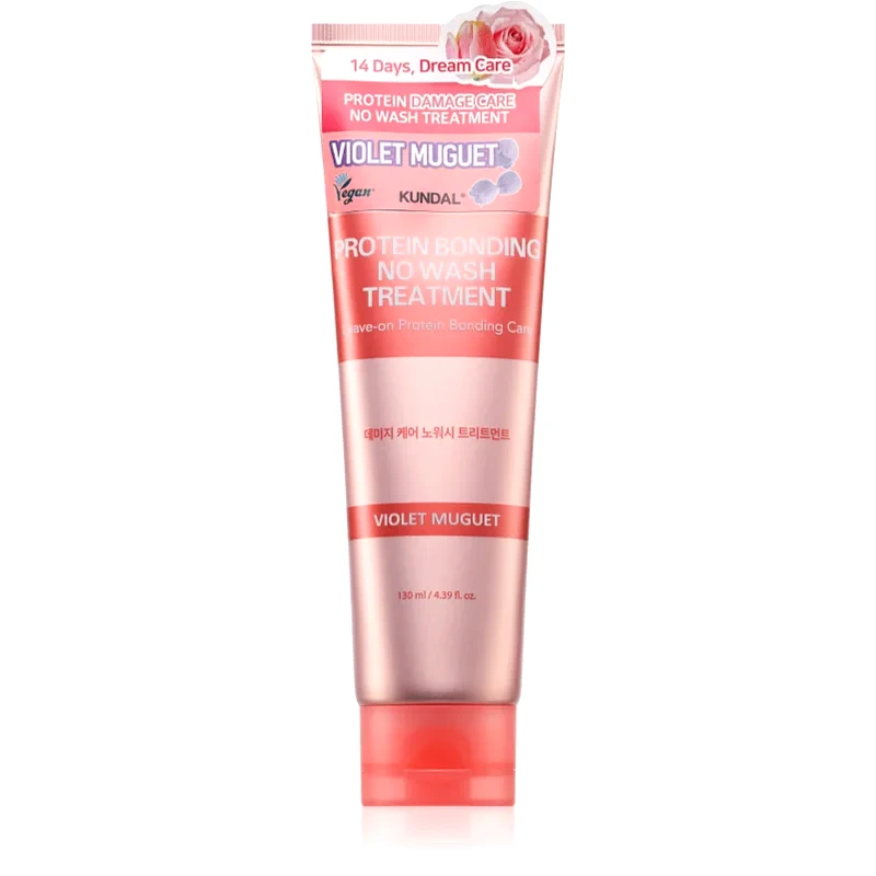 KUNDAL KUNDAL Protein Bonding Care No Wash Treatment φροντίδα χωρίς ξέβγαλμα για κατεστραμμένα μαλλιά με άρωμα Violet Muguet 130 ml