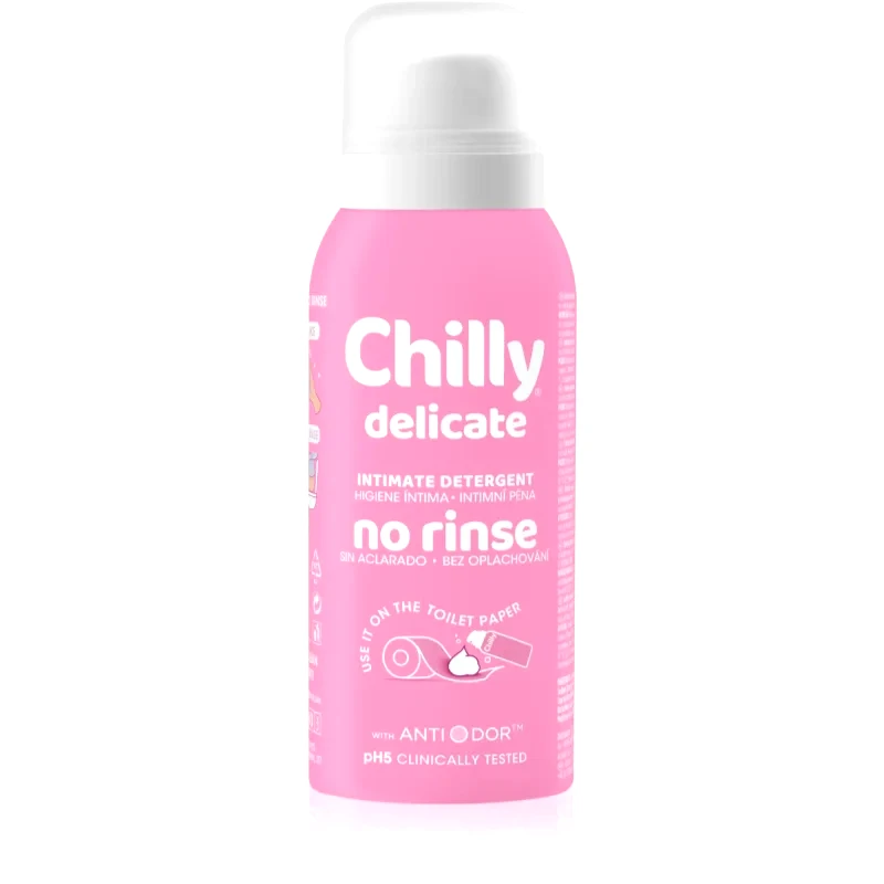 Chilly Chilly Delicate No Rinse απαλός καθαριστικός αφρός για προσωπική υγεινή 100 ml