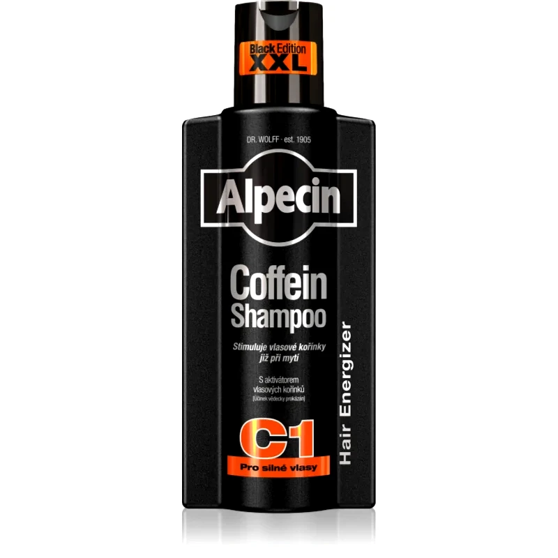 Alpecin Alpecin Coffein Shampoo C1 Black Edition σαμπουάν καφεϊνης για άντρες διέγερση ανάπτυξης μαλλιών 375 ml