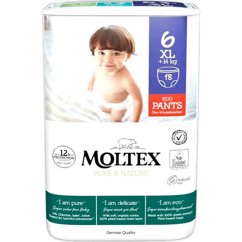 Moltex Moltex Pure & Nature XL Size 6 πάνα - βρακάκι μιας χρήσης 14+ kg 18 τμχ