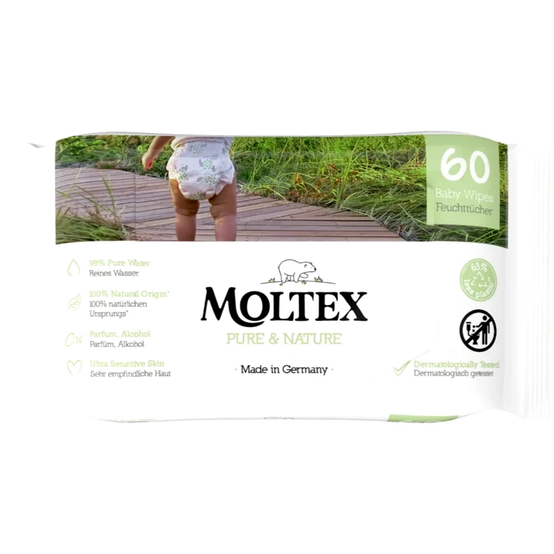 Moltex Moltex Pure & Nature Baby Wipes υγρά μωρομάντηλα 60 τμχ