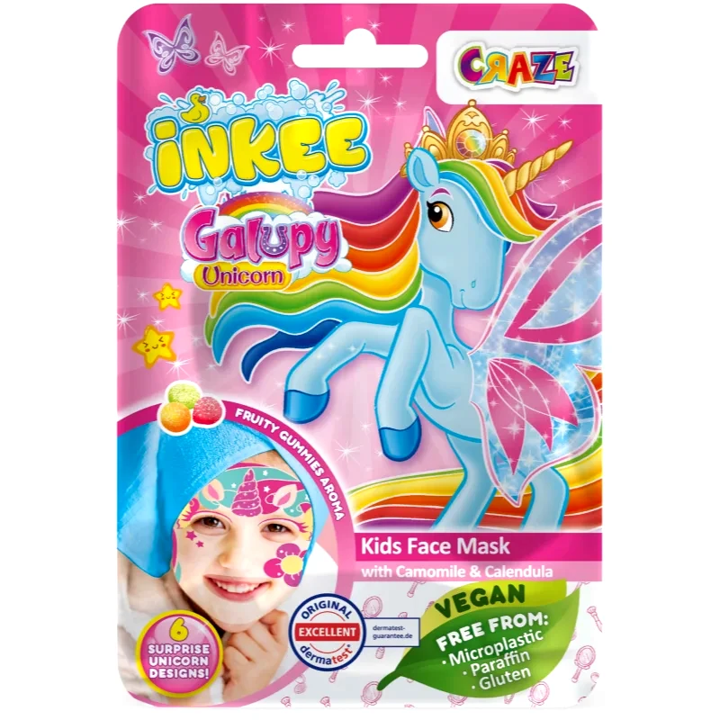 Craze Craze INKEE Unicorn φύλλο μάσκας για παιδιά 5y+ 1 τμχ