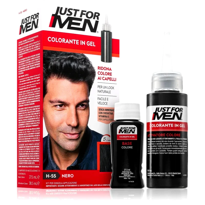 Just for Men Just for Men Color Kit βαφή για τα μαλλιά με χρώμα για άντρες απόχρωση H-55 Real Black 1 τμχ