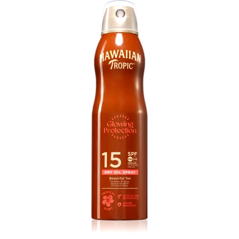 Hawaiian Tropic Hawaiian Tropic Glowing Protection Dry Oil Spray αντηλιακό προστατευτικό σπρέι SPF 15 177 ml