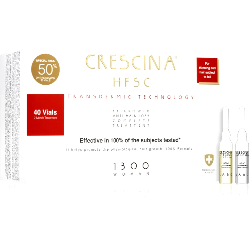 Crescina Crescina Transdermic 1300 Re-Growth and Anti-Hair Loss θεραπεία ανάπτυξης μαλλιών κατά της τριχόπτωσης για γυναίκες 40x3,5 ml