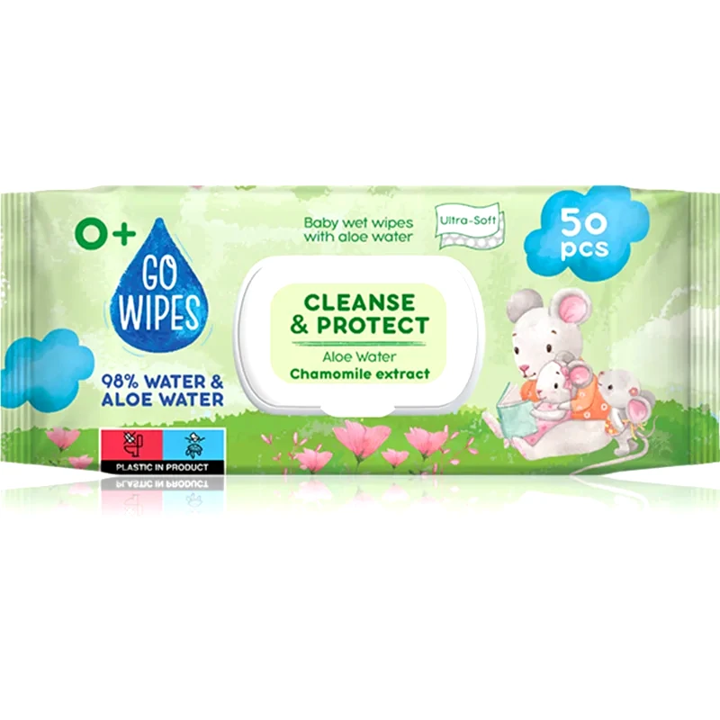 GoWipes GoWipes Cleanse & Protect Chamomile extract παιδικά απαλά υγρομάντηλα με αλόη βέρα 50 τμχ