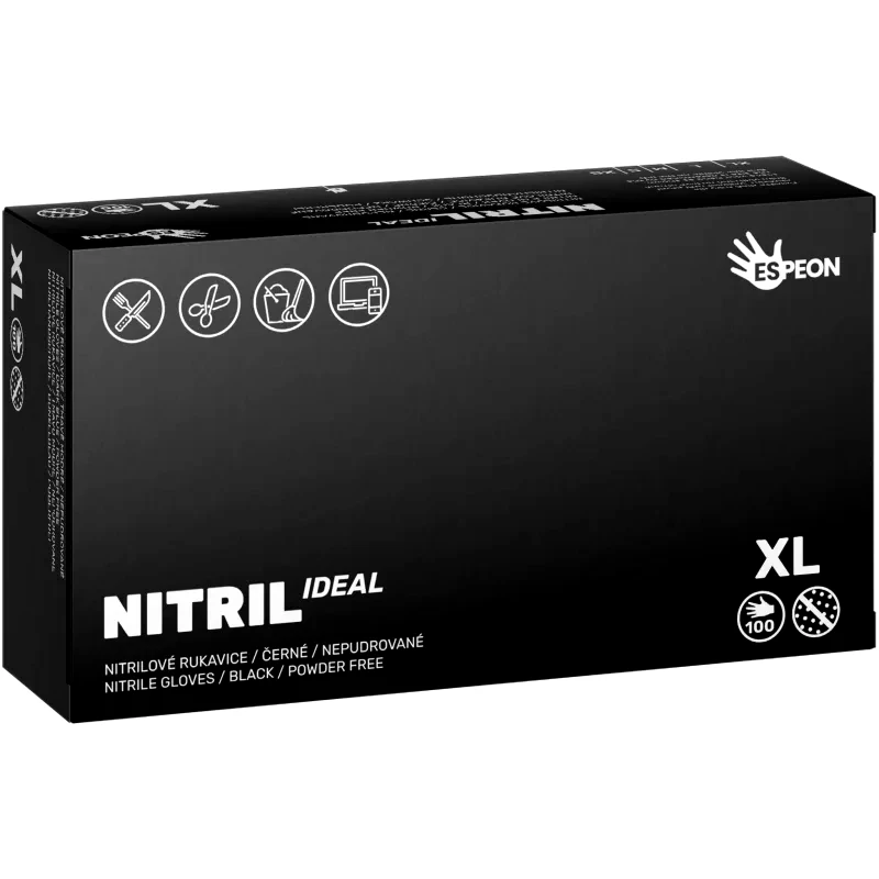 Espeon Espeon Nitril Ideal Black γάντια νιτριλίου χωρίς πούδρα μέγεθος XL 100 τμχ