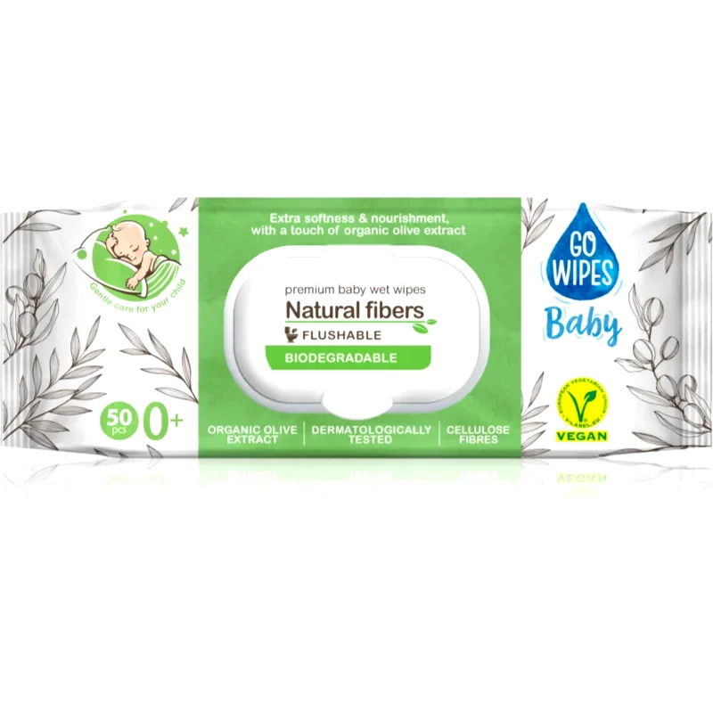 GoWipes GoWipes Baby Natural Fibers παιδικά απαλά υγρομάντηλα για ευαίσθητο δέρμα 0+ 50 τμχ