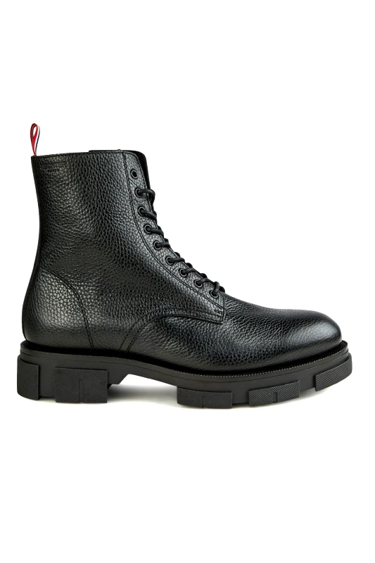HECHTER PARIS HECHTER ΠΑΠΟΥΤΣΙΑ ΑΡΒΥΛΑΚΙ ΜΕ ΚΟΡΔΟΝΙΑ BOOT LEATHER ΜΑΥΡΟ