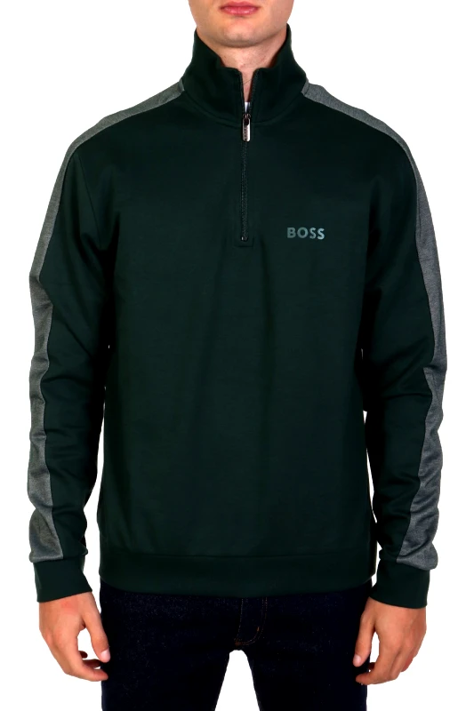 BOSS BOSS HOMEWEAR ΦΟΥΤΕΡ FULLZIP TRACKSUIT 1/4 JACKET ΠΡΑΣΙΝΟ