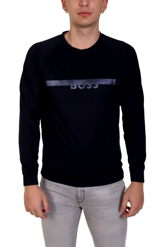 BOSS BOSS HOMEWEAR ΦΟΥΤΕΡ CREW NECK AUTHENTIC SWEATSHIRT ΜΠΛΕ
