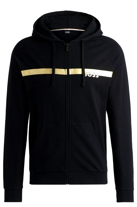 BOSS BOSS HOMEWEAR ΦΟΥΤΕΡ ZIPHOOD AUTHENTIC JACKET H ΜΑΥΡΟ