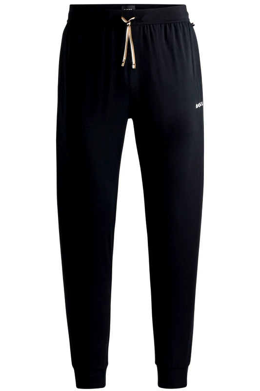BOSS BOSS HOMEWEAR ΠΑΝΤΕΛΟΝΙ ΦΟΡΜΑ UNIQUE PANTS CUFF CW ΜΑΥΡΟ