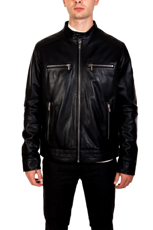 KARL LAGERFELD KARL LAGERFELD ΜΠΟΥΦΑΝ ΔΕΡΜΑ BIKER ΜΑΥΡΟ
