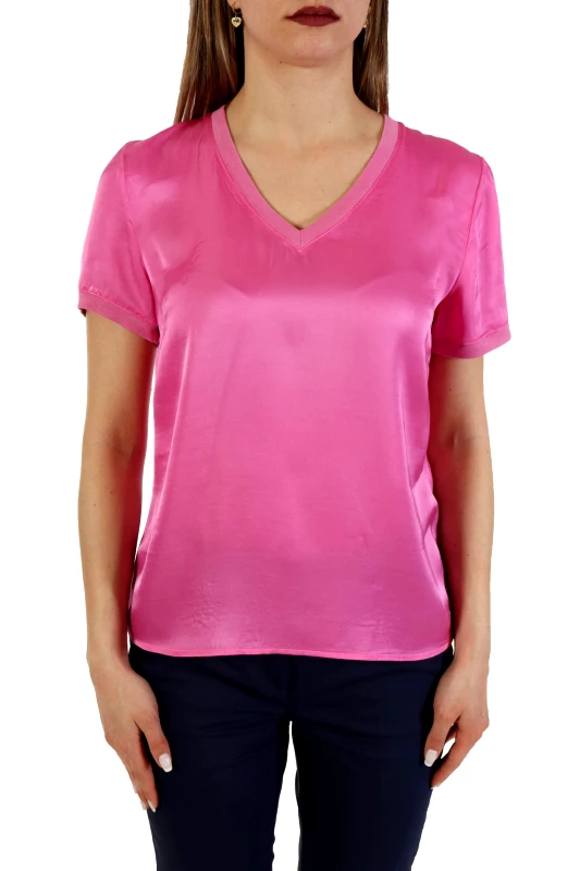 LIU-JO LIU -JO T-SHIRT V-NECK ΦΟΥΞΙΑ