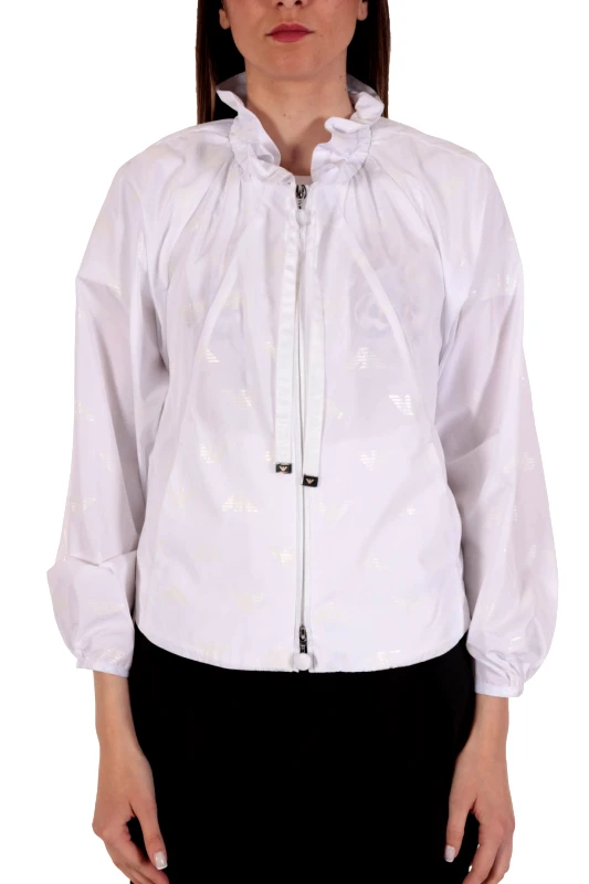 EMPORIO ARMANI EMPORIO ARMANI ΜΠΟΥΦΑΝ ΓΥΝΑΙΚΕΙΟ WOVEN BLOUSON ΛΟΓΟΤΥΠΟ ΛΕΥΚΟ