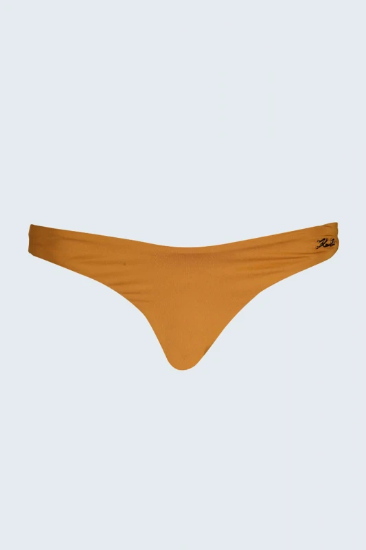 KARL LAGERFELD KARL LAGERFELD BEACHWEAR ΜΑΓΙΩ ΜΠΙΚΙΝI BOTTOM ΜΕΤΑΛΙΚΟ LOGO ΚΑΦΕ