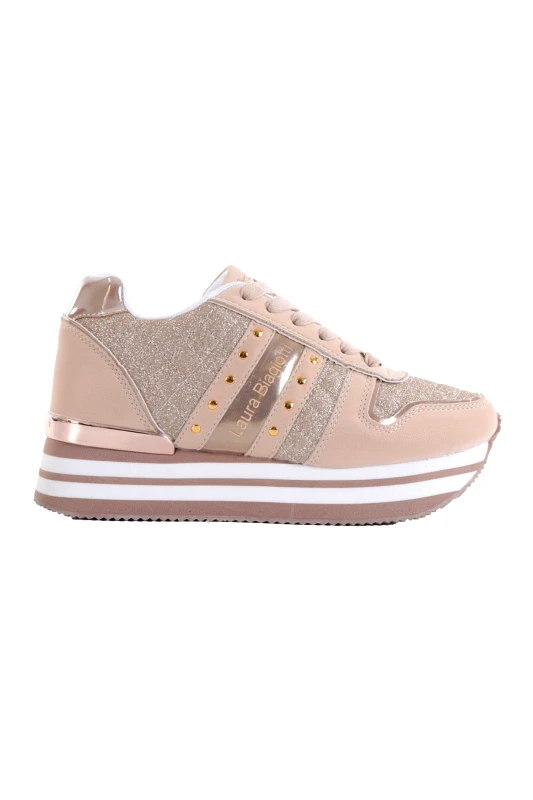 LAURA BIAGIOTTI LAURA BIAGIOTTI ΠΑΠΟΥΤΣΙΑ SNEAKERS ΜΕ ΛΑΜΨΗ ΚΑΙ ΤΡΟΥΚΣ ΜΠΕΖ