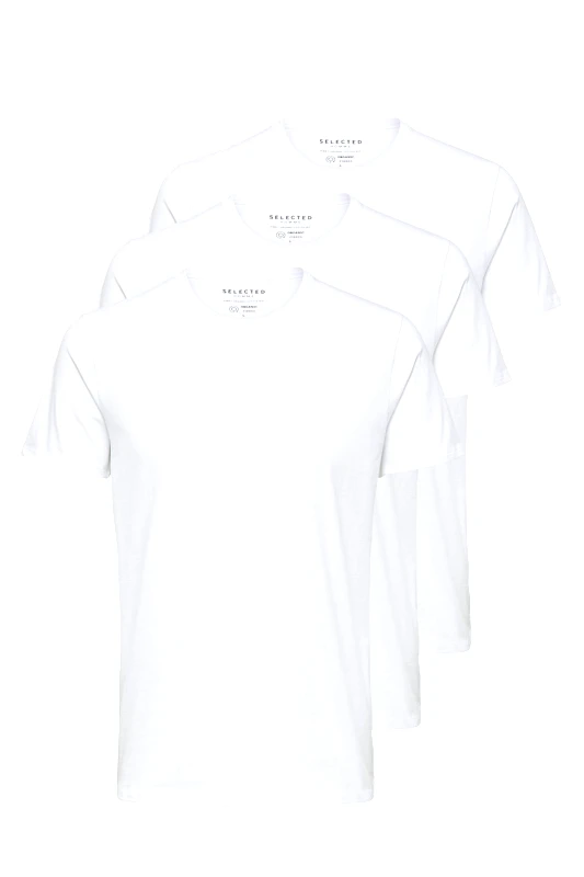SELECTED SELECTED STANDARDS T-SHIRT 3-PACK ORGANIC COTTON FLEXIBLE FIT ΛΕΥΚΟ