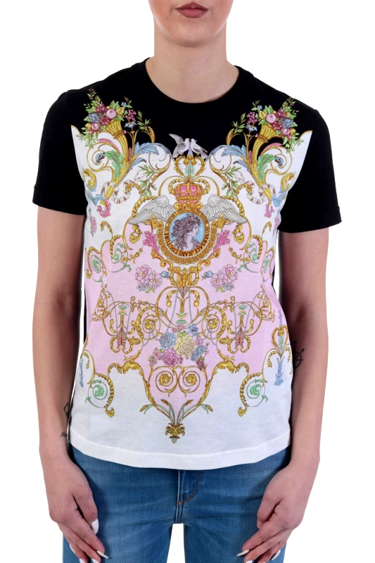 VERSACE JEANS COUTURE VERSACE T-SHIRT LOGO J.SARA PRINT VERSAILLES ΜΑΥΡΟ