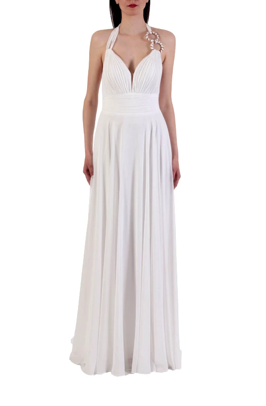 ALLURE ALLURE EVENING ΦΟΡΕΜΑ ΜΑΚΡΥ ΔΕΣΙΜΟ ΛΑΙΜΟ ΛΕΥΚΟ