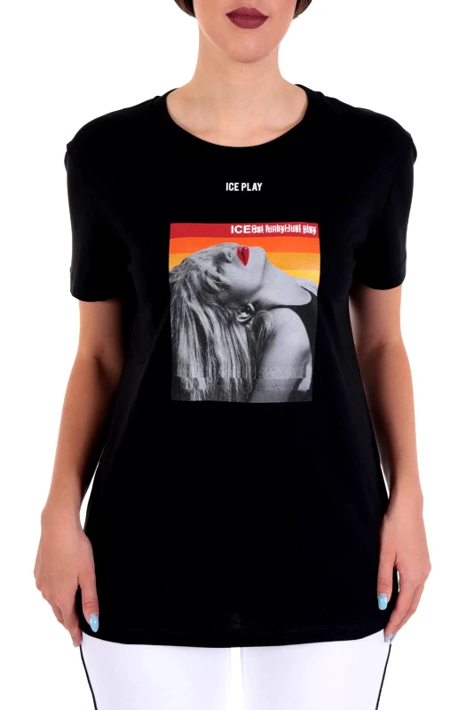 ICE PLAY ICE PLAY T-SHIRT ROUND NECK LOGO ΜΑΥΡΟ