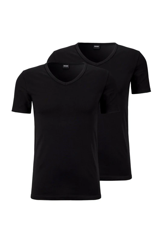 BOSS BOSS ΕΣΩΡΟΧΟ T-SHIRT V-NECK SLIM FIT 2P MODERN COTTON STRETCH ΜΑΥΡΟ