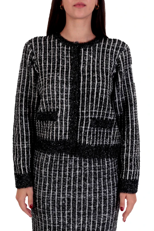 KARL LAGERFELD KARL LAGERFELD ΣΑΚΑΚΙ BOUCLE KNIT CARDIGAN ΛΕΥΚΟ/ΜΑΥΡΟ