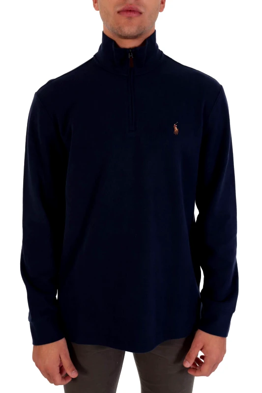 RALPH LAUREN RALPH LAUREN ΠΛΕΚΤΟ LOGO ESTATE RIB HALF-ZIP ΜΠΛΕ