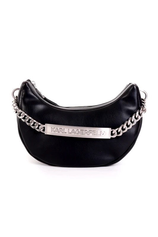 KARL LAGERFELD KARL LAGERFELD ΤΣΑΝΤΑ ΩΜΟΥ MD HALF MOON BAG ΑΛΥΣΙΔΑ ΛΟΓΟΤΥΠΟ ΜΑΥΡΟ