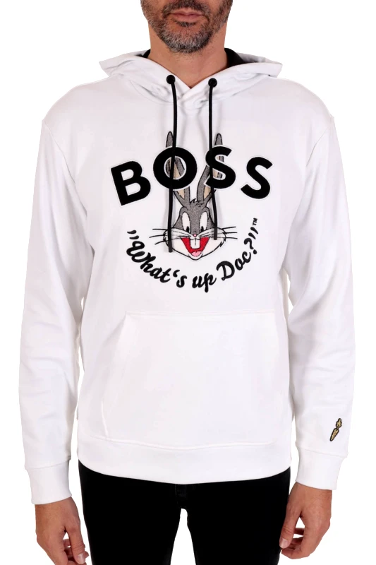BOSS BOSS ΦΟΥΤΕΡ HOODIE W_BUGS_LNY ΛΕΥΚΟ