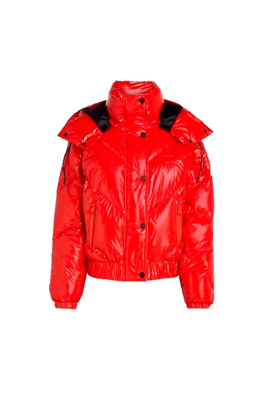 KARL LAGERFELD KARL LAGERFELD ΜΠΟΥΦΑΝ BOMBER HIGH SHINE DOWN ME ΑΠΟΣΠΩΜΕΝΗ ΚΟΥΚΟΥΛΑ ΚΟΚΚΙΝΟ