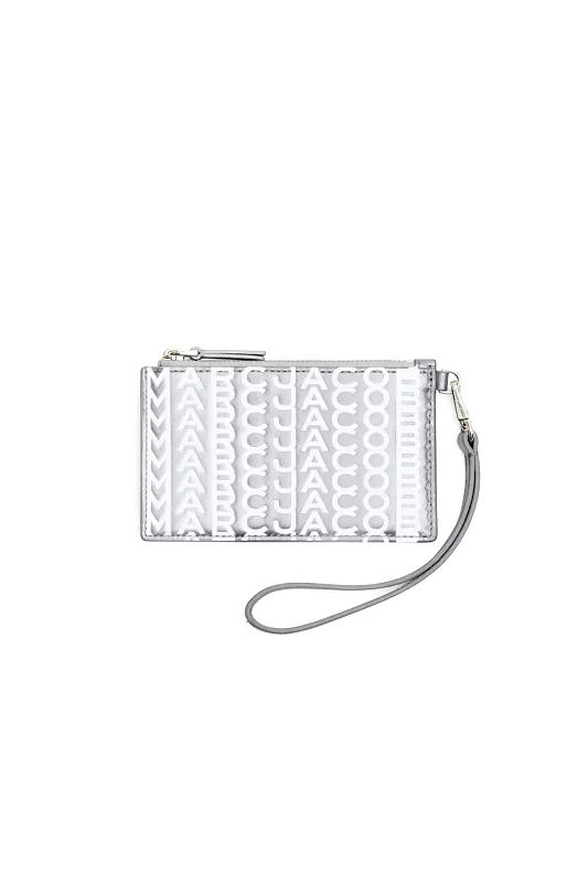 MARC JACOBS MARC JACOBS ΠΟΡΤΟΦΟΛΙ THE MINI COMPACT ALL OVER LOGO ΛΕΥΚΟ/ΑΣΗΜΙ