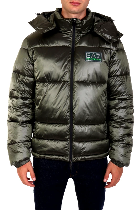 ARMANI 7 EMPORIO ARMANI 7 ΜΠΟΥΦΑΝ PUFFER ΑΠΟΣΠΩΜΕΝΗ ΚΟΥΚΟΥΛΑ LOGO ΧΑΚΙ