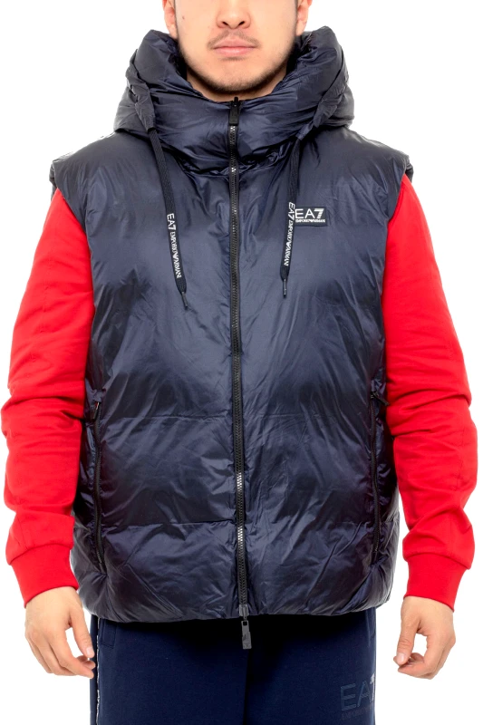 ARMANI 7 EMPORIO ARMANI ΜΠΟΥΦΑΝ ΑΜΑΝΙΚΟ REVERSIBLE HOODIE LOGO ΜΠΛΕ