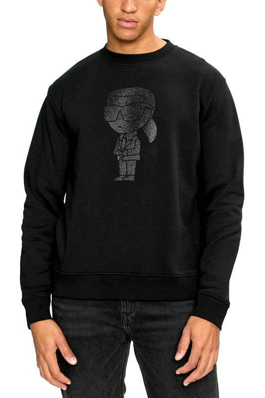 KARL LAGERFELD KARL LAGERFELD ΦΟΥΤΕΡ CREW NECK LOGO ΜΑΥΡΟ