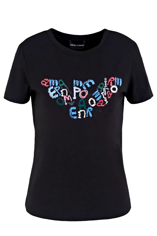 EMPORIO ARMANI EMPORIO ARMANI T-SHIRT ΤΥΠΩΜΑ LOGO ΜΑΥΡΟ