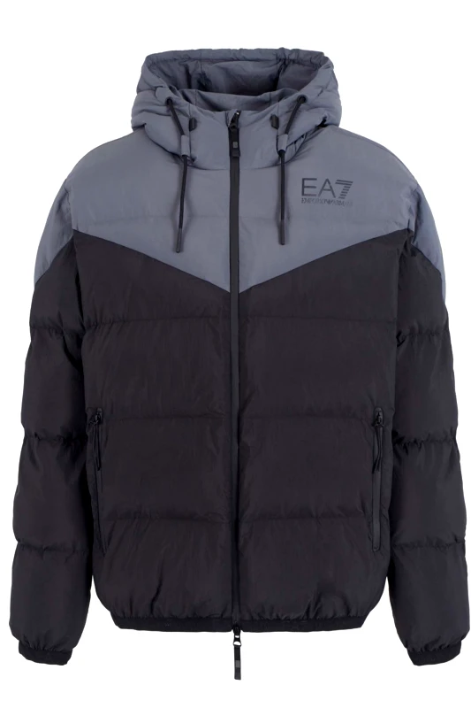 ARMANI 7 ARMANI 7 ΜΠΟΥΦΑΝ ΦΟΥΣΚΩΤΟ HOODIE LOGO ΜΑΥΡΟ-ΓΚΡΙ