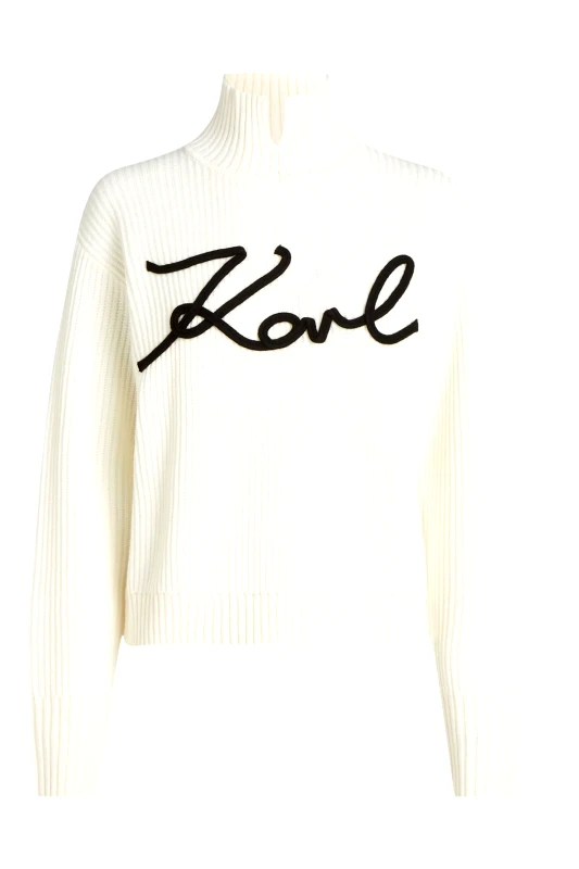 KARL LAGERFELD KARL LAGERFELD ΠΛΕΚΤΟ ΖΙΒΑΓΚΟ LOGO ΜΑΥΡΟ / ΕΚΡΟΥ