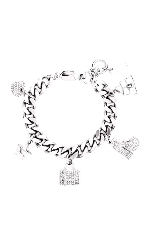 MARC JACOBS MARC JACOBS ΒΡΑΧΙΟΛΙ ΜΙΝΙ ICON PAVE CHARM BRACELET LOGO ΑΣΗΜΙ