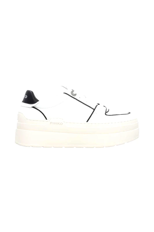 PINKO PINKO ΠΑΠΟΥΤΣΙΑ SNEAKERS GRETA 01 LOGO ΛΕΥΚΟ/ΜΑΥΡΟ